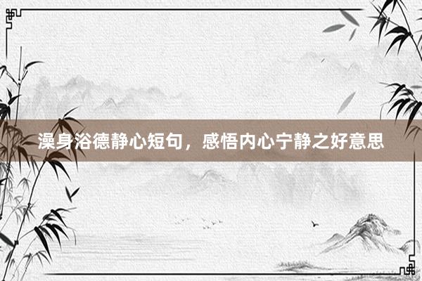 澡身浴德静心短句，感悟内心宁静之好意思