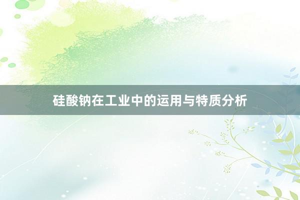 硅酸钠在工业中的运用与特质分析